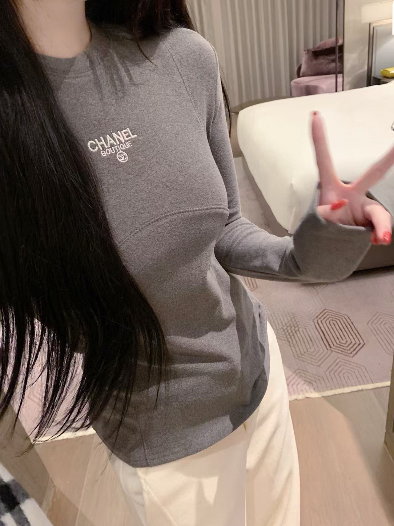 CHANE1 シンプルレター ロングスリーブTシャツ【50%割引+送料無料】