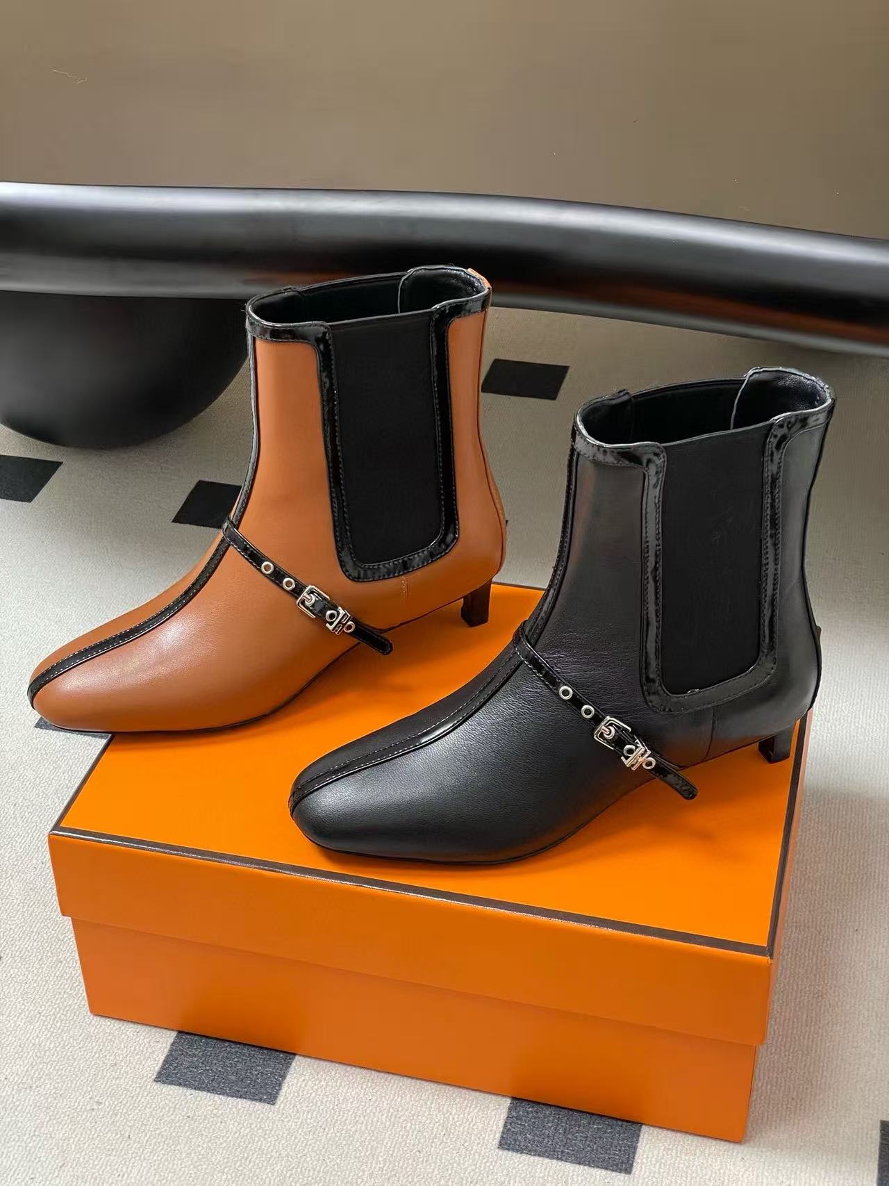 HERME5 高品質ローヒールのアンクルブーツ【50％割引+送料無料】