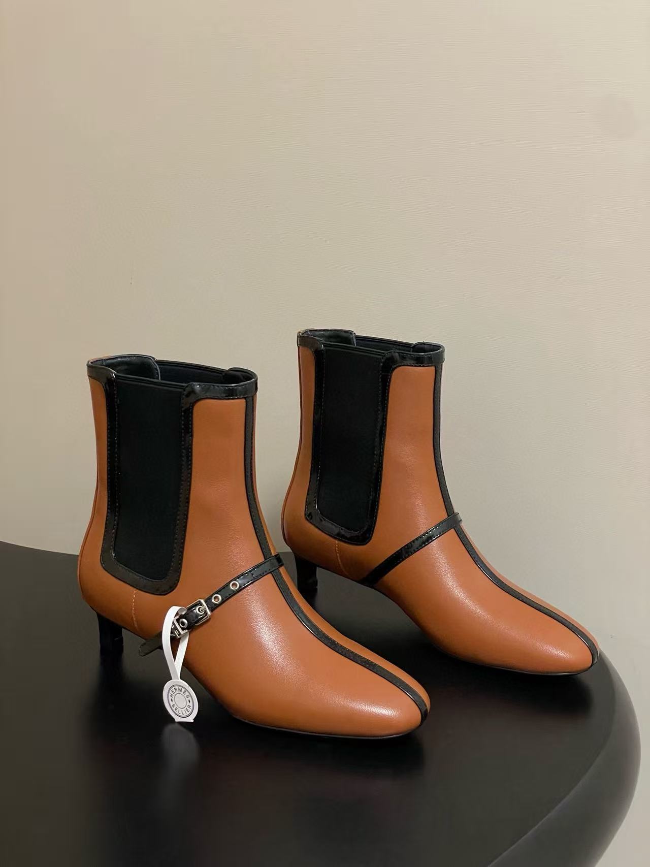HERME5 高品質ローヒールのアンクルブーツ【50％割引+送料無料】