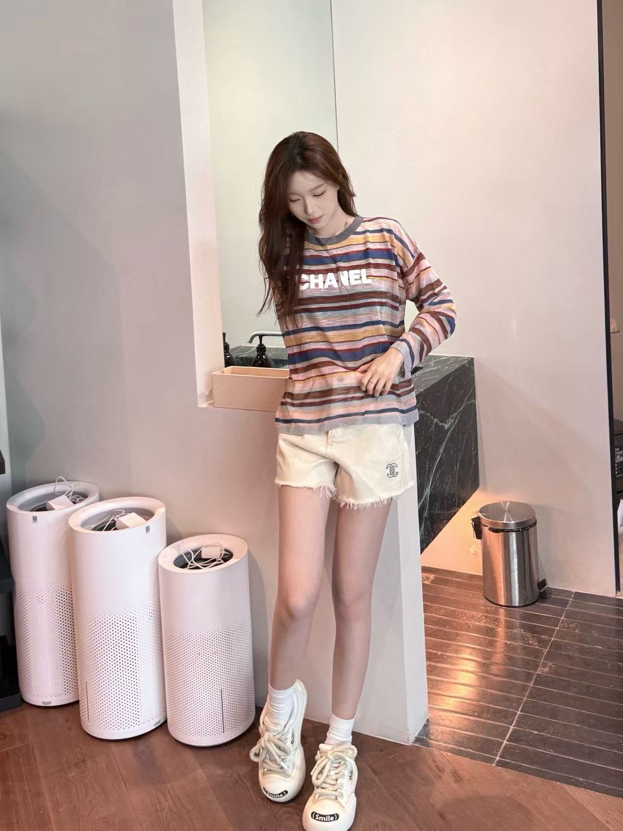 CHANE1 レインボーストライプ ロングスリーブTシャツ【50％割引+送料無料】