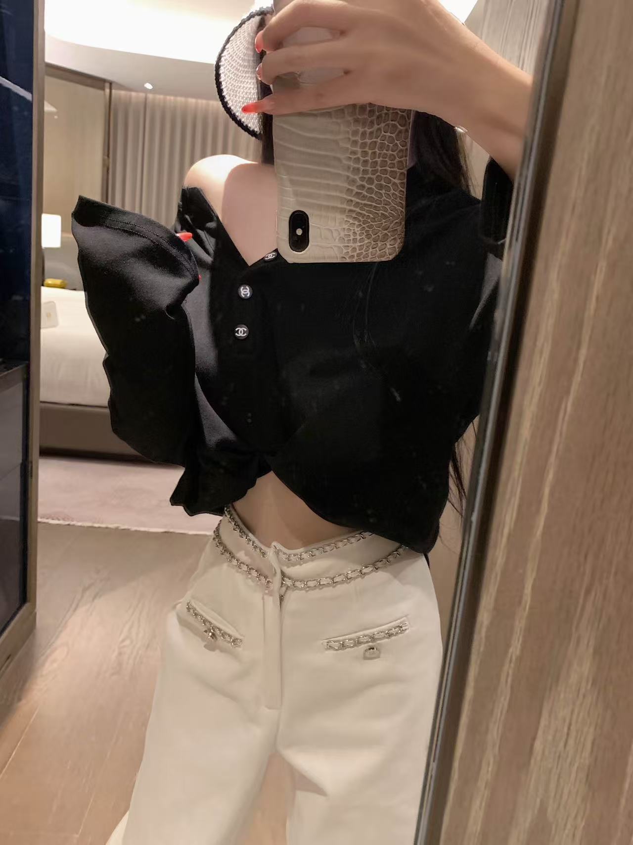 CHANE1 ダブルCポケット刺繍Tシャツ【50％割引+送料無料】