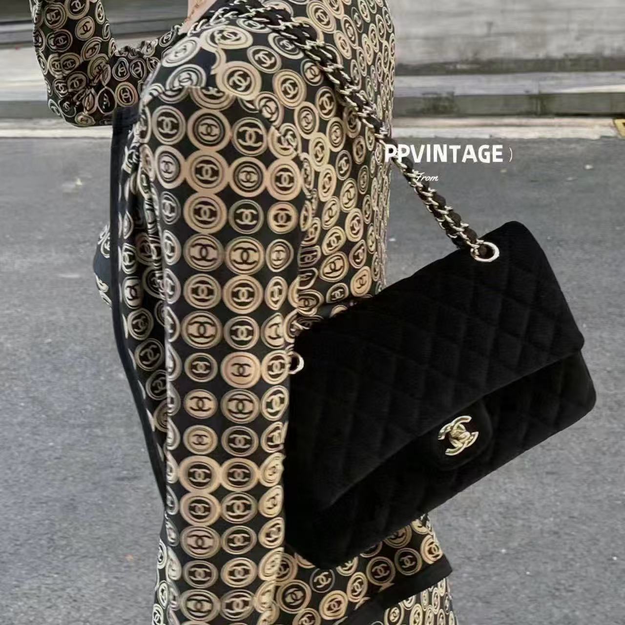 CHANE1 チェーンベルベットショルダー/クロスボディバッグ【50％割引+送料無料】