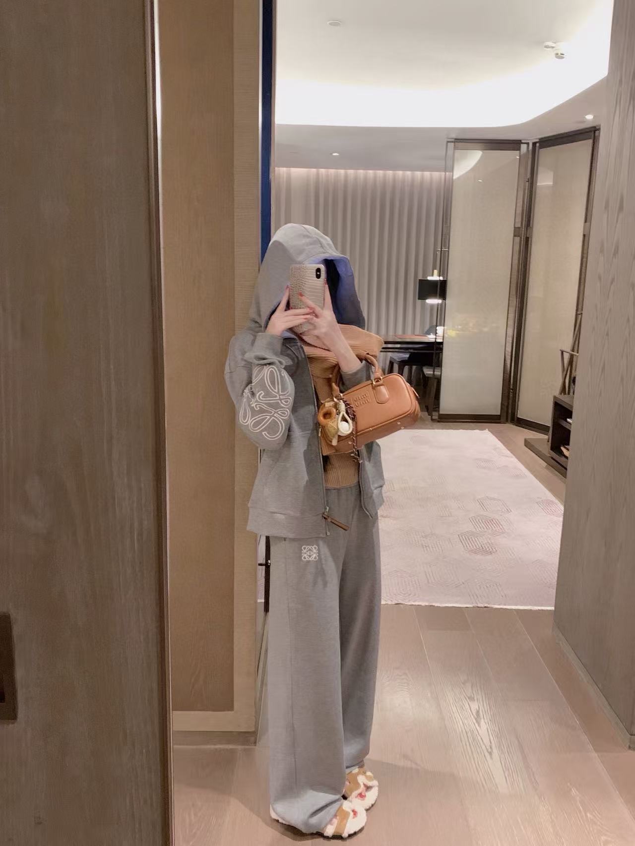 L0WEW 刺繍フード付きジャケット + パンツ ツーピースセット【50％割引+送料無料】