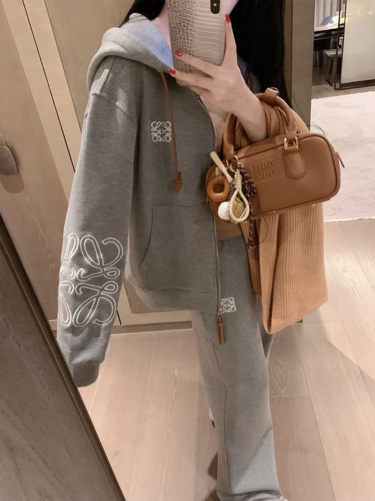 L0WEW 刺繍フード付きジャケット + パンツ ツーピースセット【50％割引+送料無料】