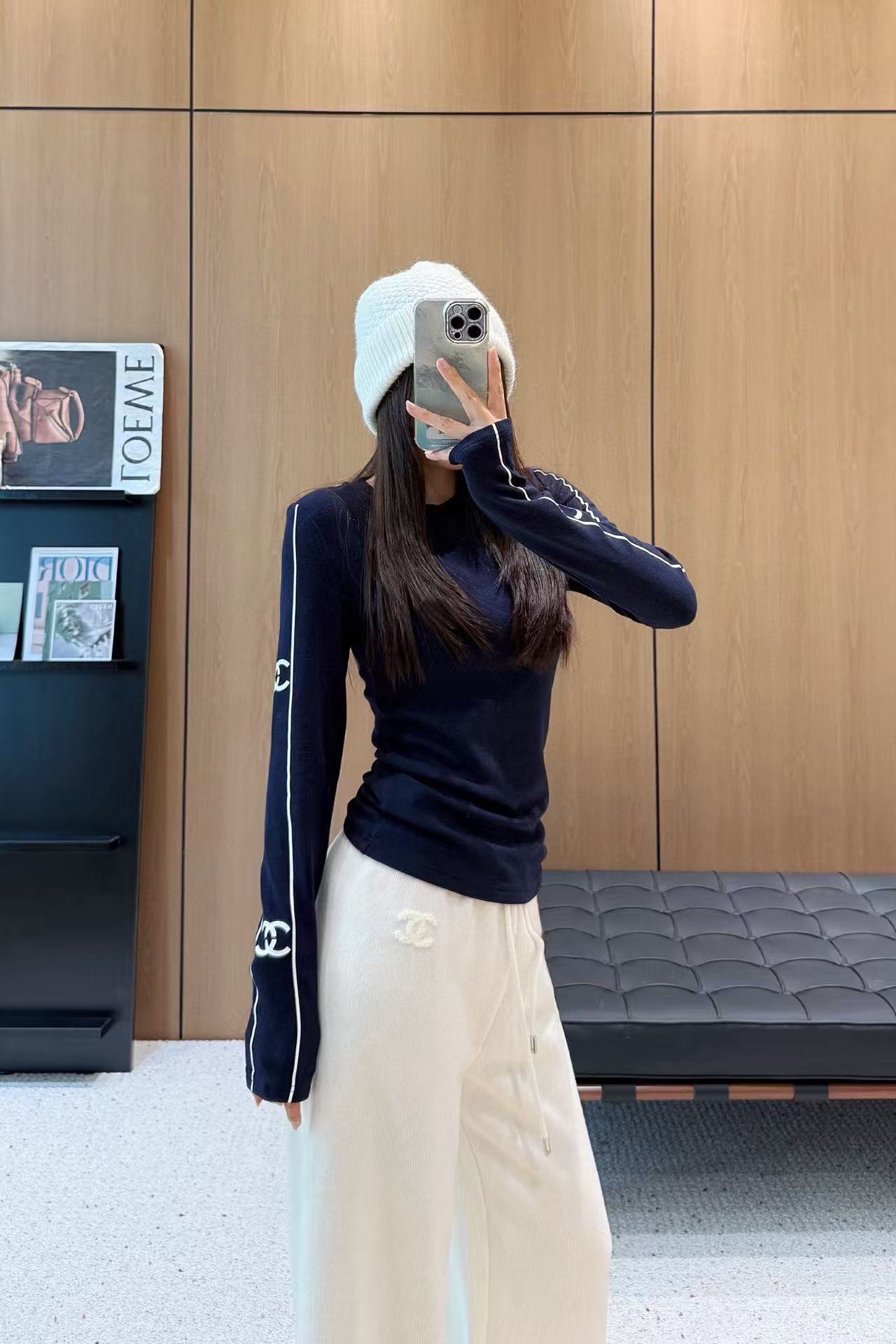 CHANE1 ダブルC 裏起毛長袖Tシャツ【50％割引+送料無料】