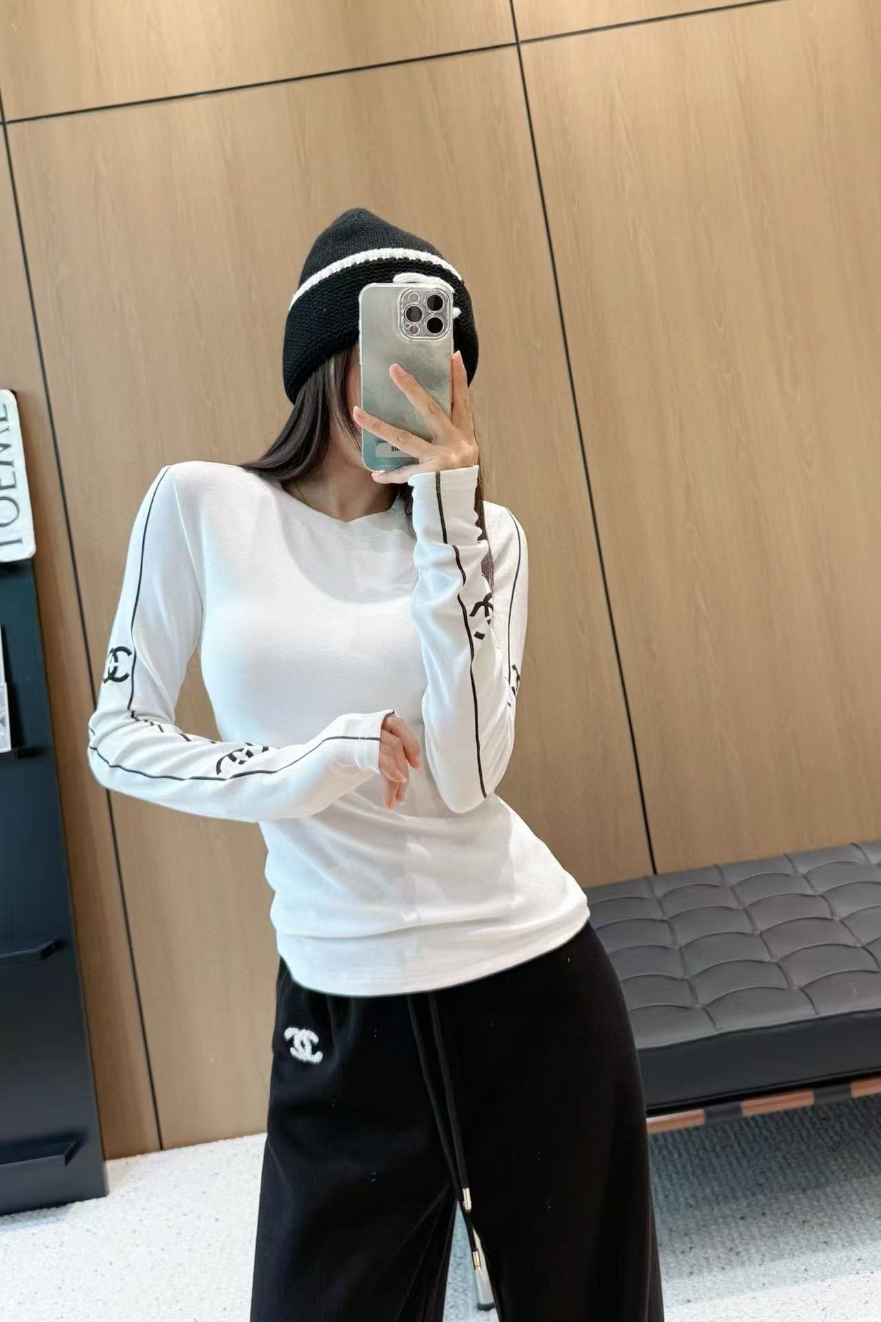 CHANE1 ダブルC 裏起毛長袖Tシャツ【50％割引+送料無料】