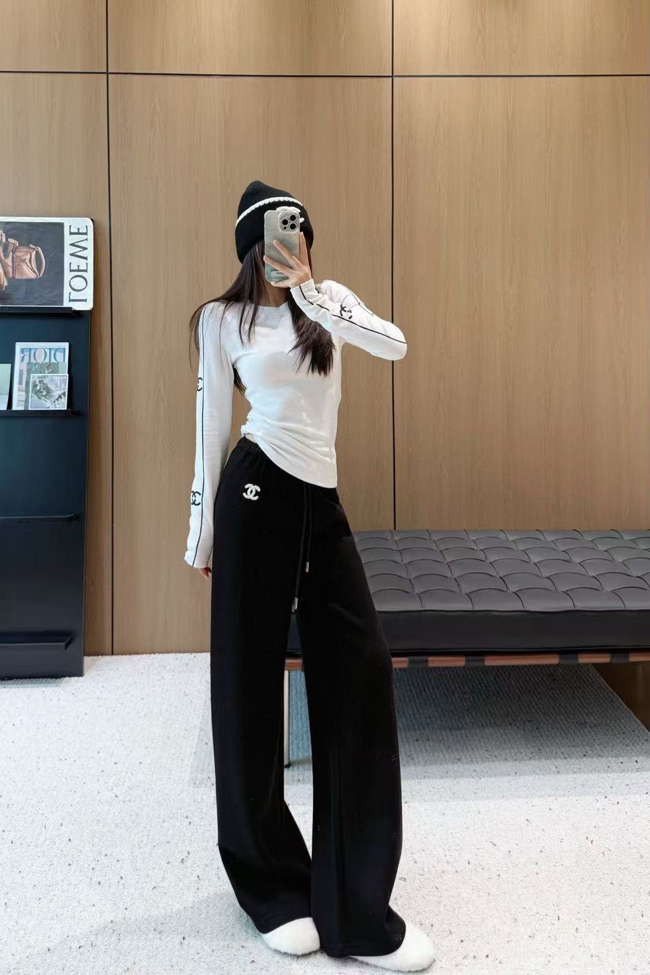 CHANE1 ダブルC 裏起毛長袖Tシャツ【50％割引+送料無料】