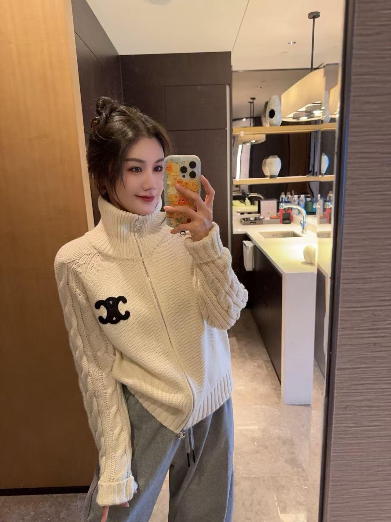 CEL1NE 凱旋門ジッパーウールカーディガン【50％割引+送料無料】