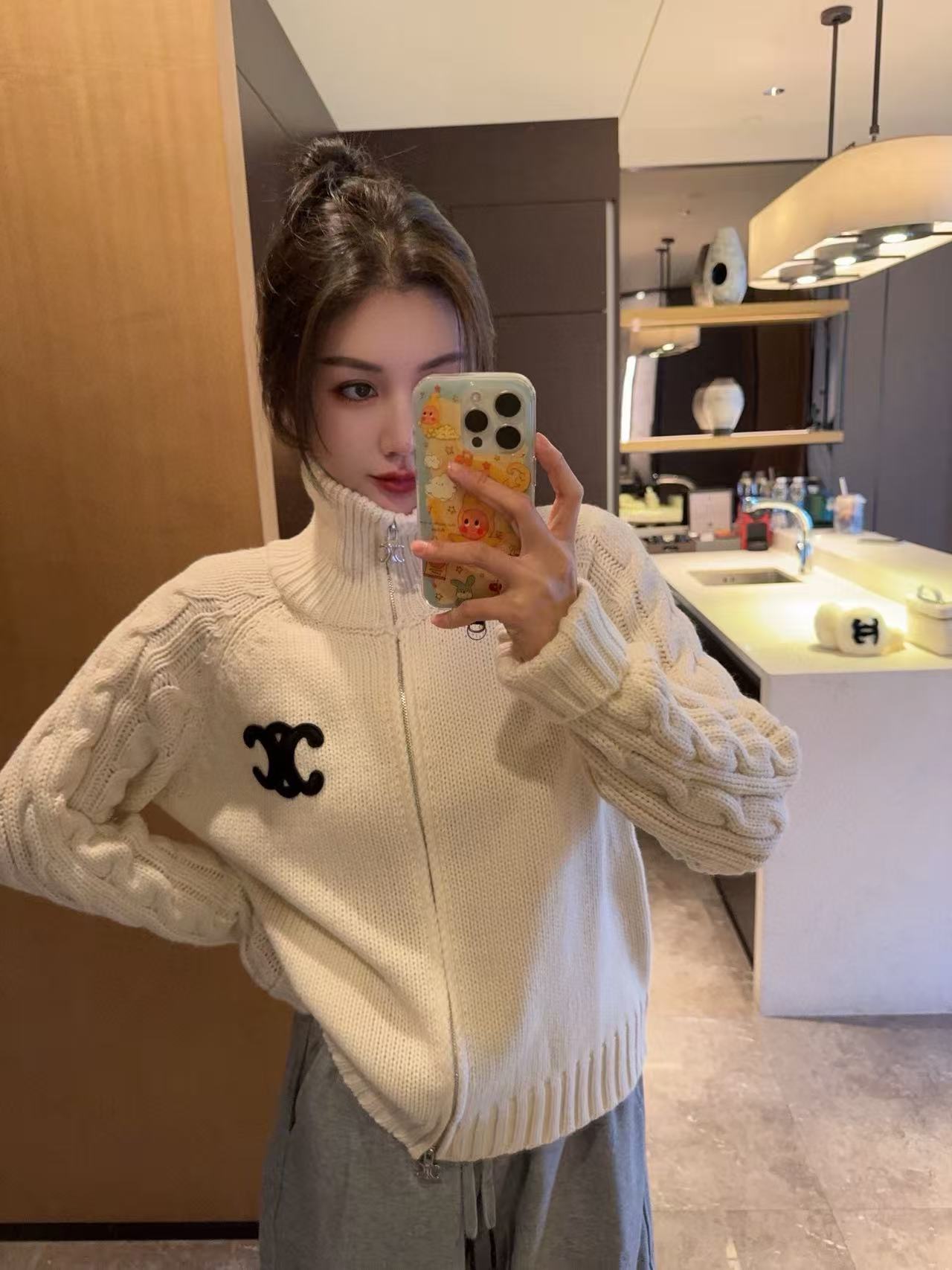 CEL1NE 凱旋門ジッパーウールカーディガン【50％割引+送料無料】