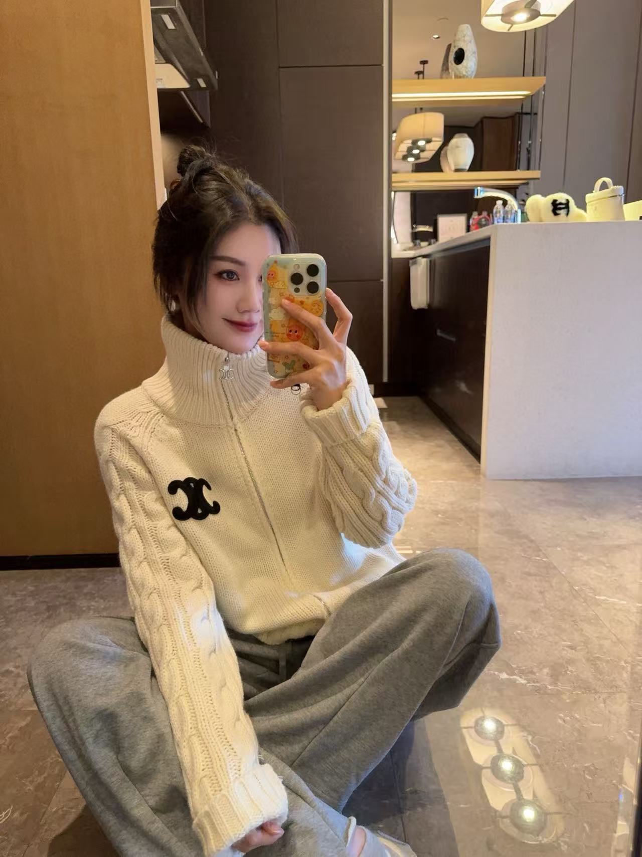 CEL1NE 凱旋門ジッパーウールカーディガン【50％割引+送料無料】