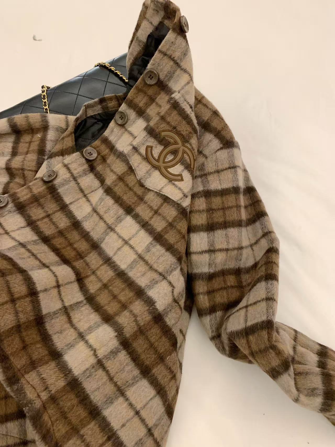 CHANE1 ダブルCチェックオーバーサイズシャツ【50％割引+送料無料】