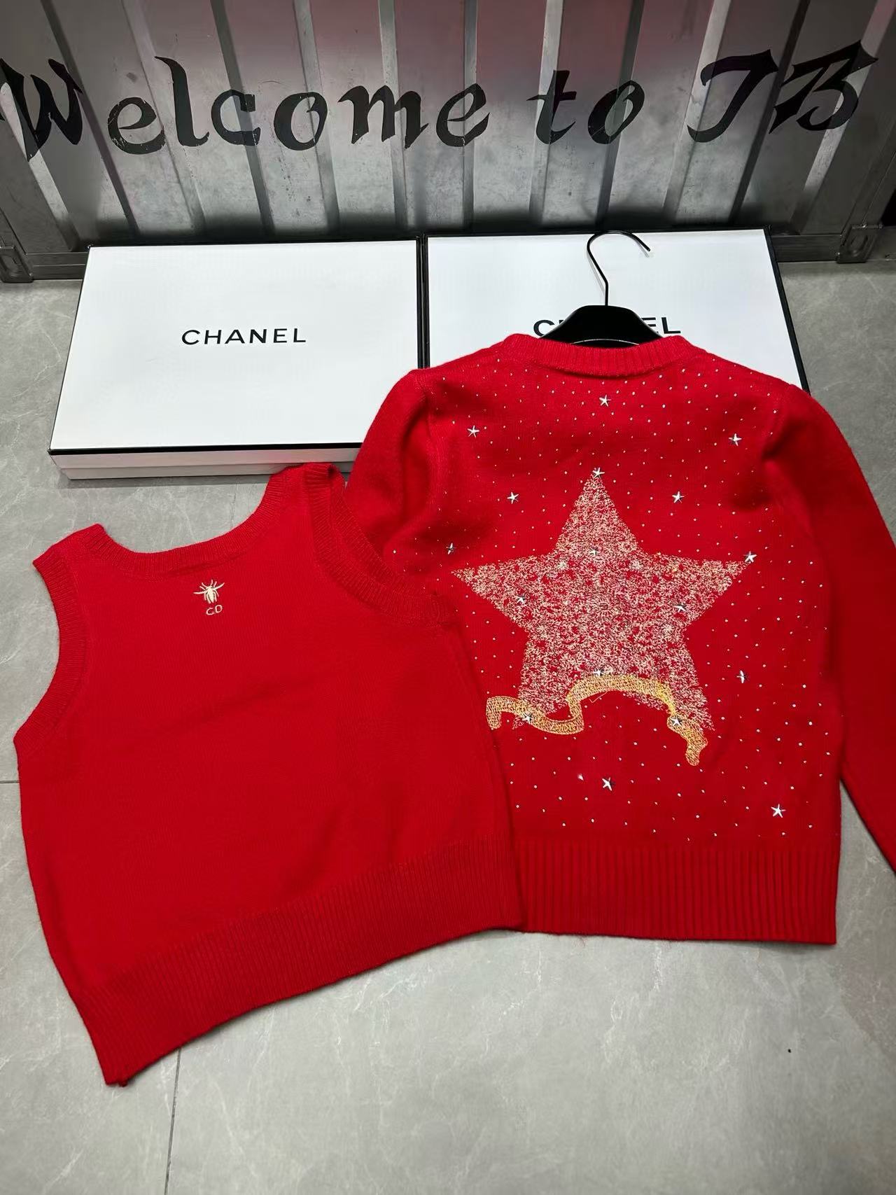 DIOR ウールベスト + カーディガン ツーピースセット【50％割引+送料無料】