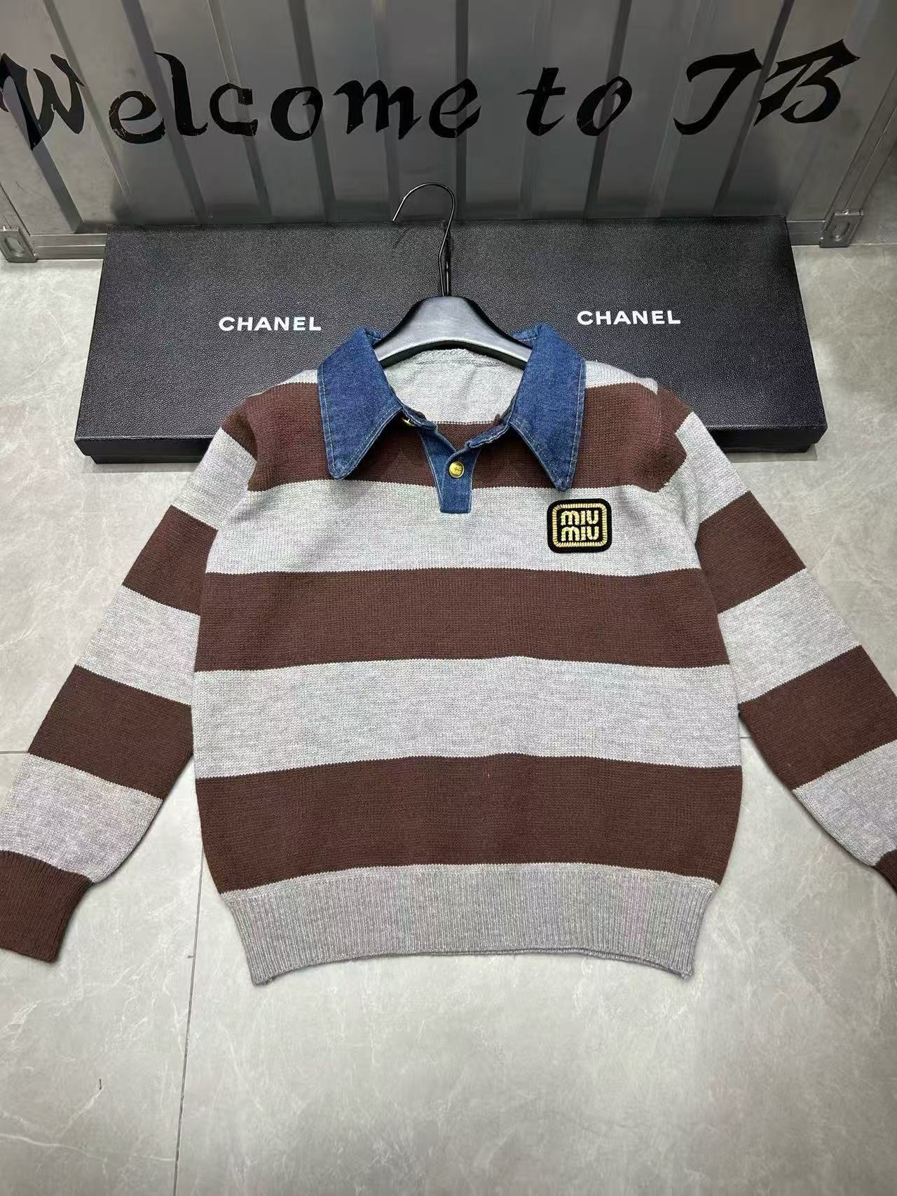 M1UM1U 襟付きカラーブロックセーター【50％割引+送料無料】