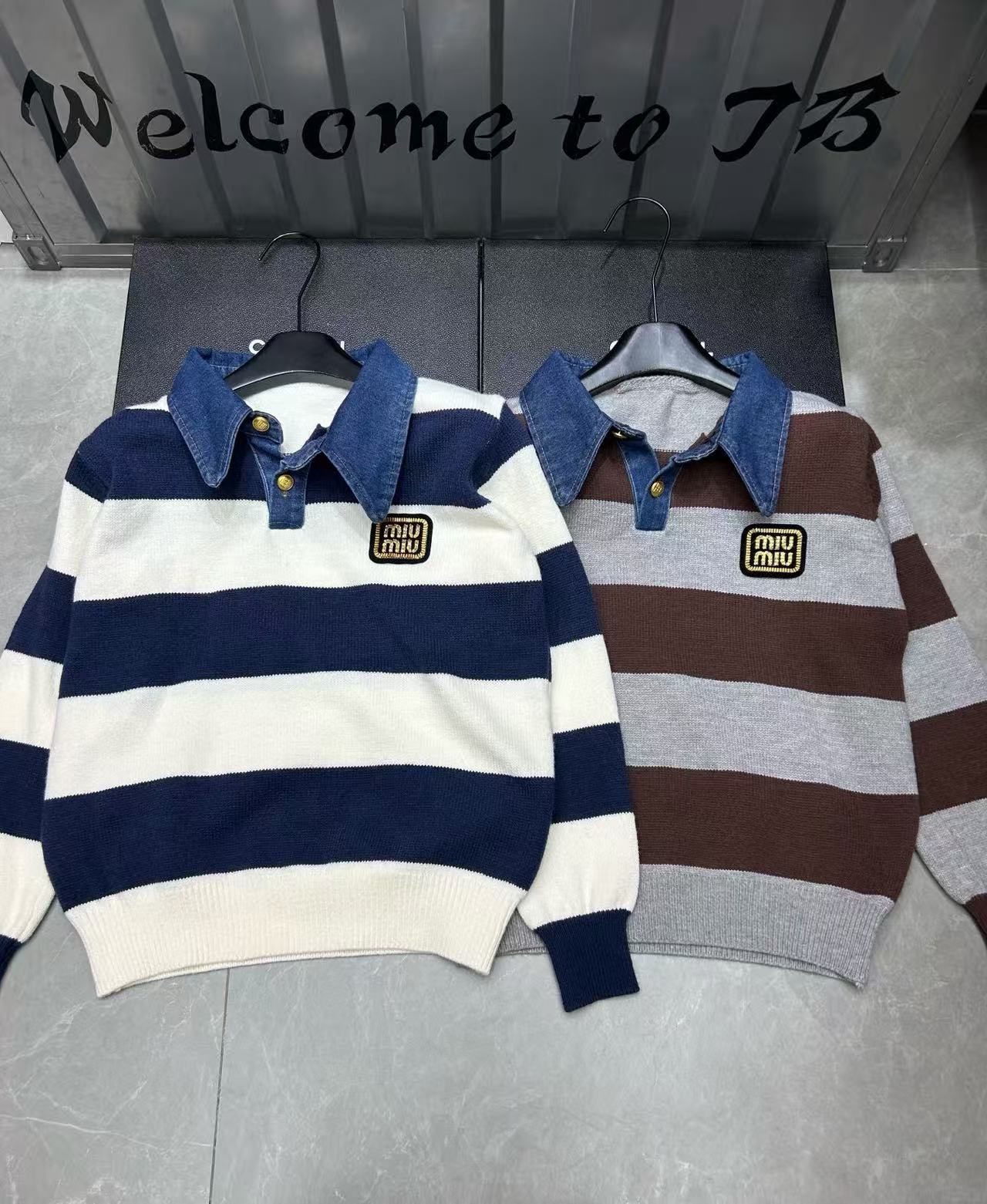 M1UM1U 襟付きカラーブロックセーター【50％割引+送料無料】