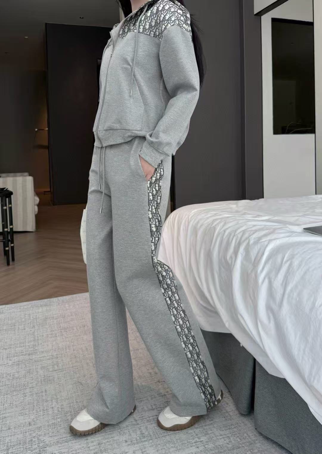 DIOR フード付きジャカード カジュアルスーツ【50％割引+送料無料】