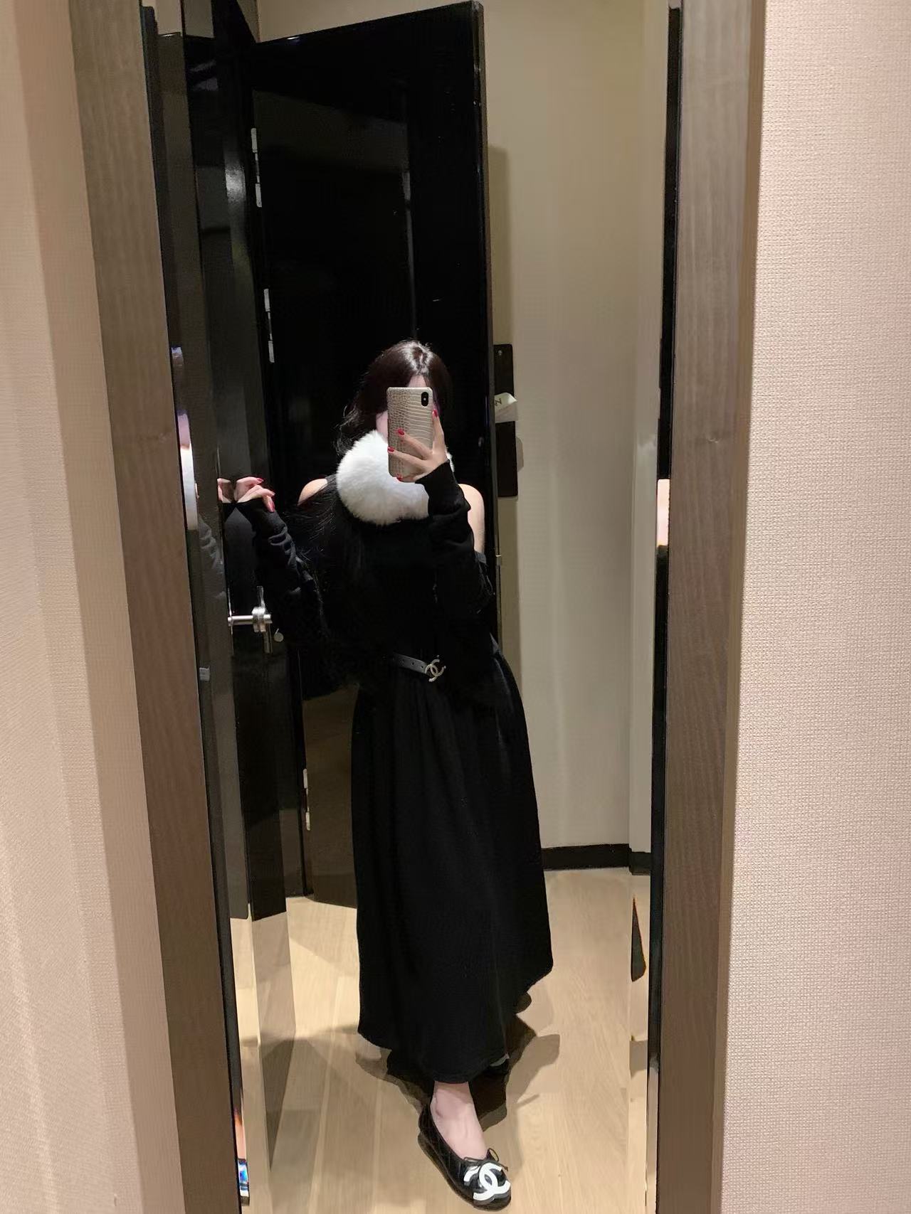 CHANE1 ダブルC ウールカーディガン＋ワンピース ツーピースセット【50％割引+送料無料】