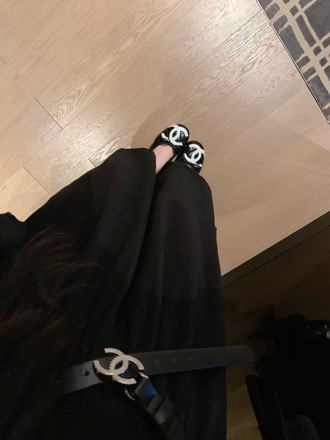 CHANE1 ダブルC ウールカーディガン＋ワンピース ツーピースセット【50％割引+送料無料】