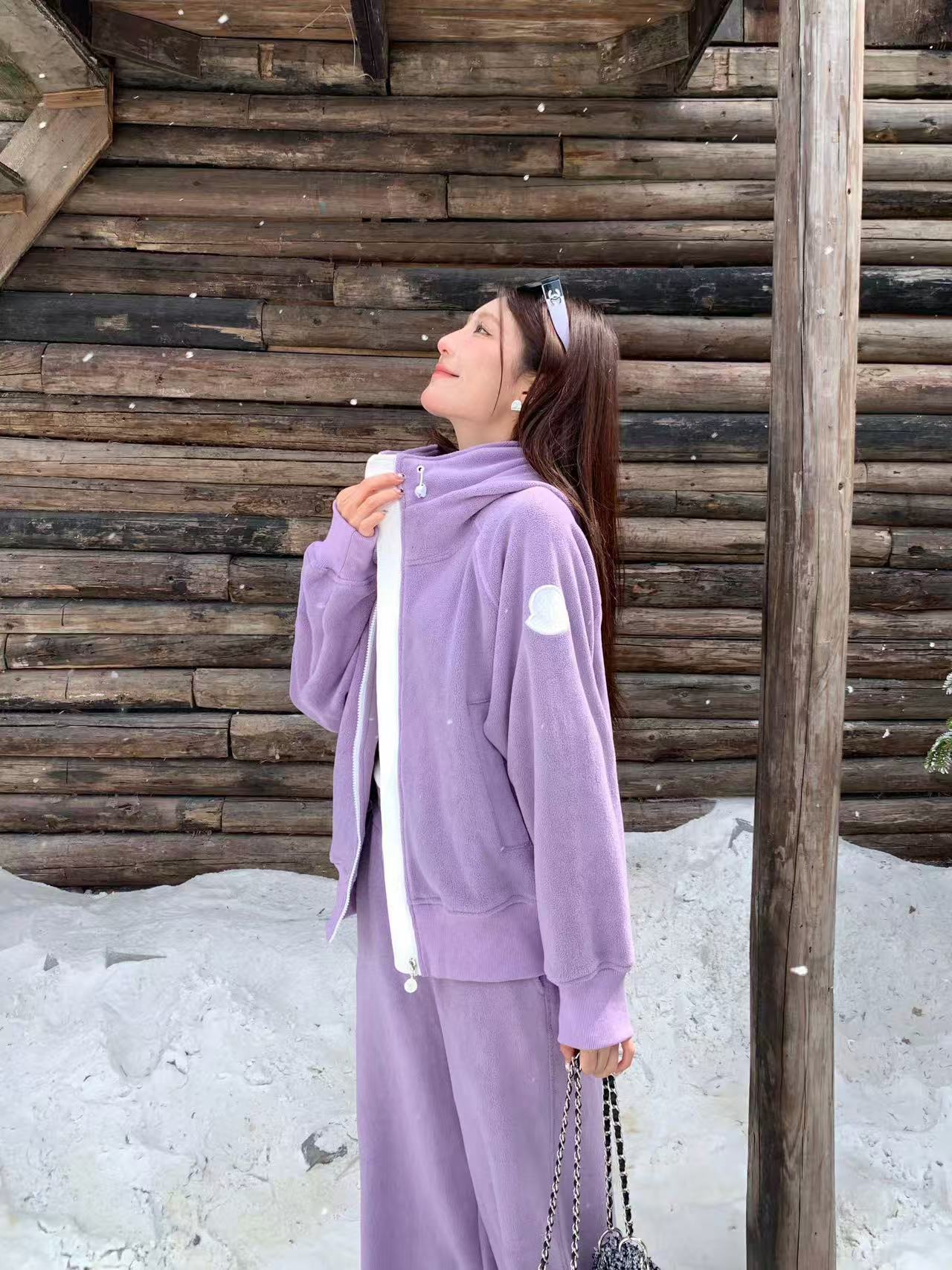 M0NECLER パープル フード付き カジュアルスーツ【50％割引+送料無料】