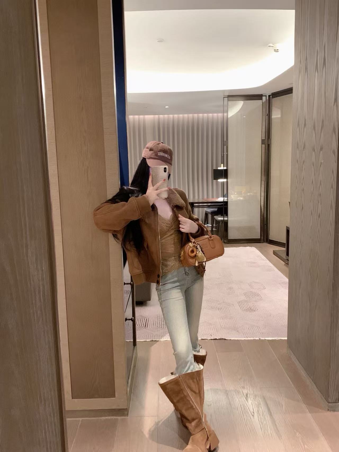 M1UM1U ディアスキン ラムズウール コート【50％割引+送料無料】