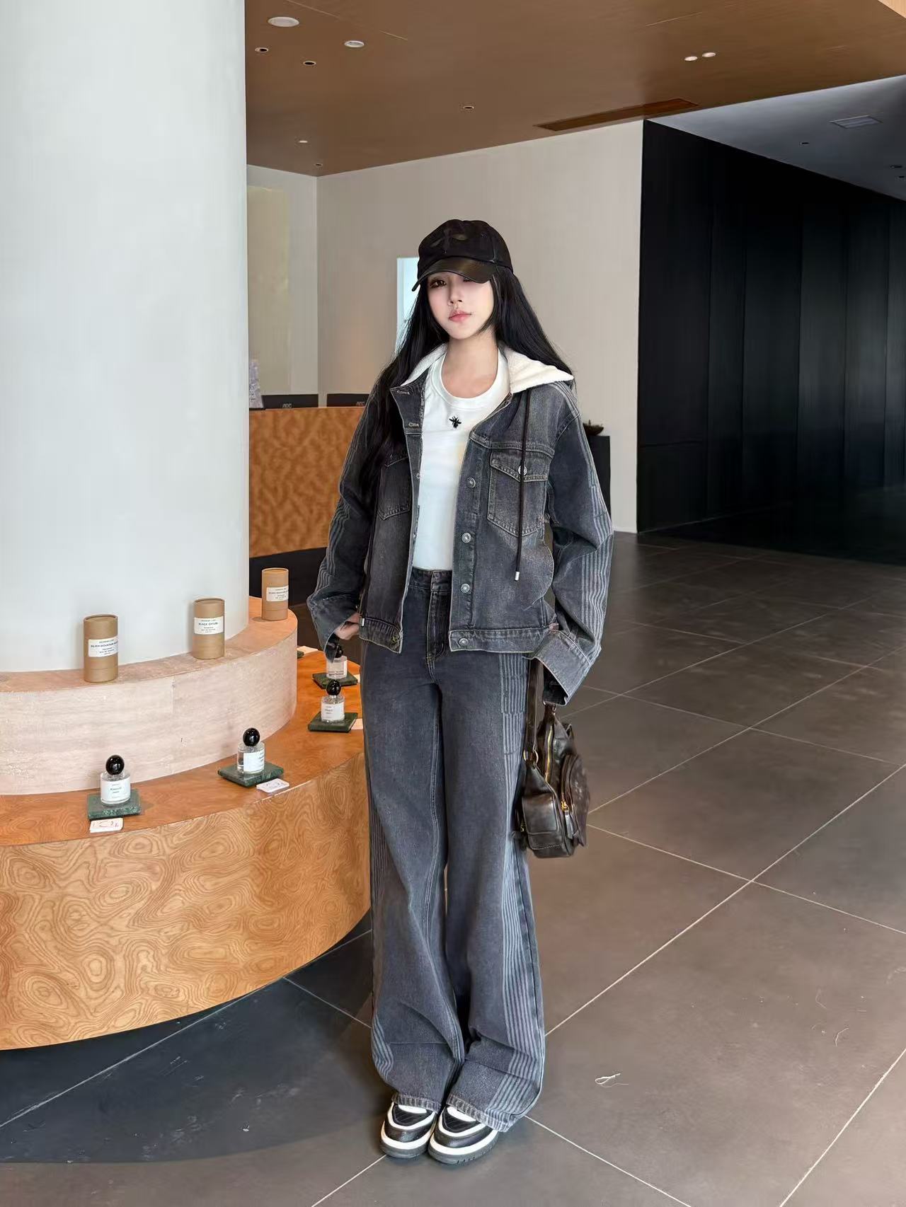 DIOR フード付きデニムジャケット + パンツ ツーピースセット【50％割引+送料無料】