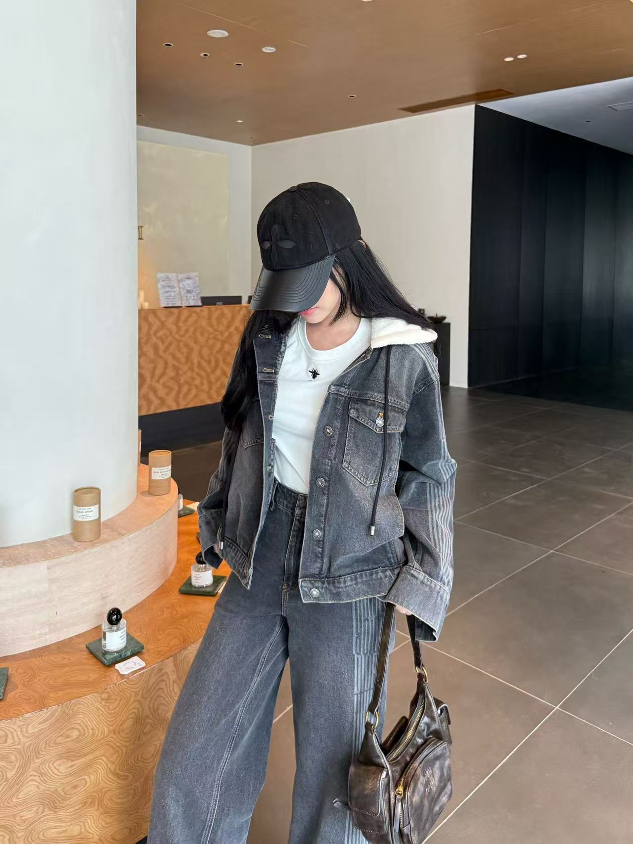 DIOR フード付きデニムジャケット + パンツ ツーピースセット【50％割引+送料無料】