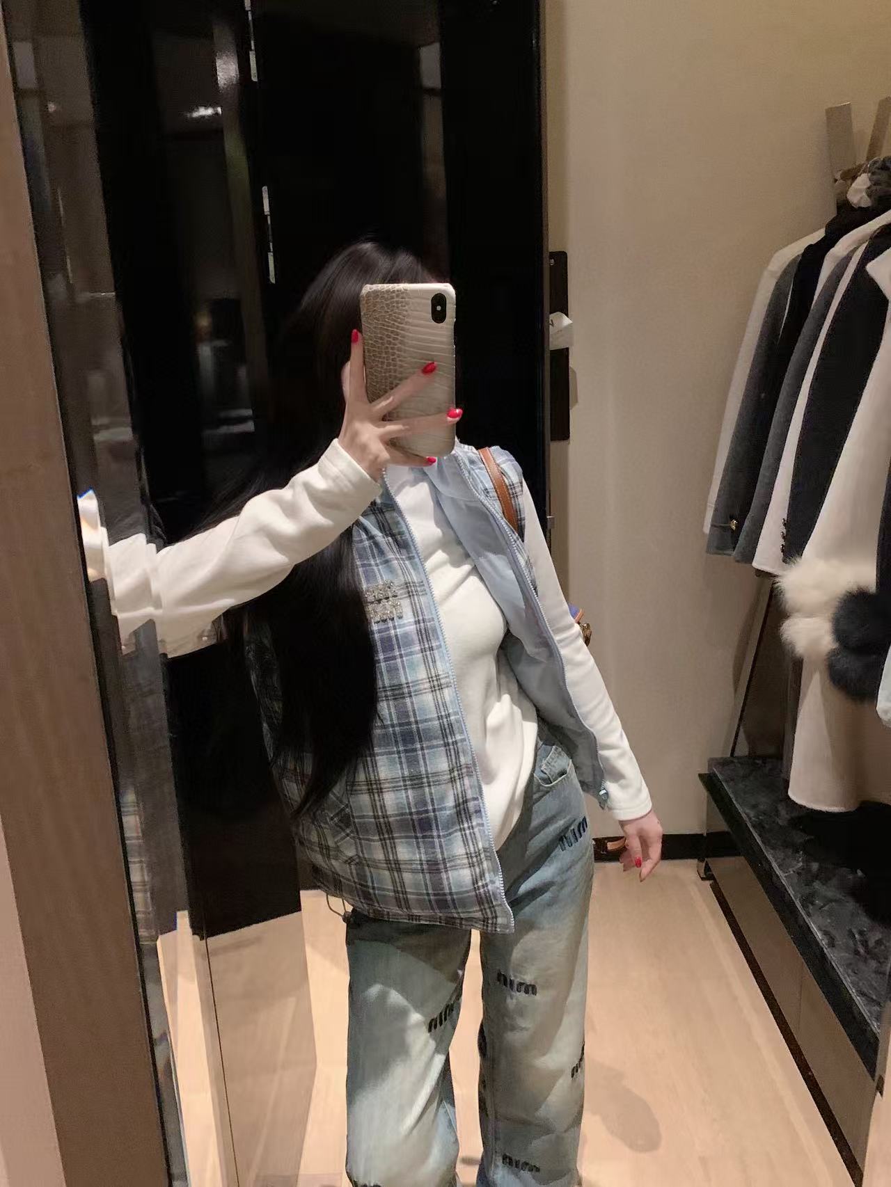 M1UM1U チェック柄 両面ベスト コットンジャケット【50％割引+送料無料】