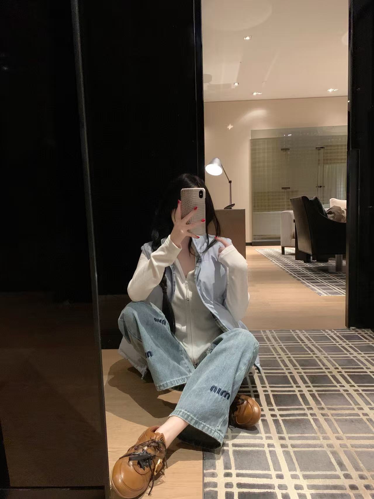 M1UM1U チェック柄 両面ベスト コットンジャケット【50％割引+送料無料】