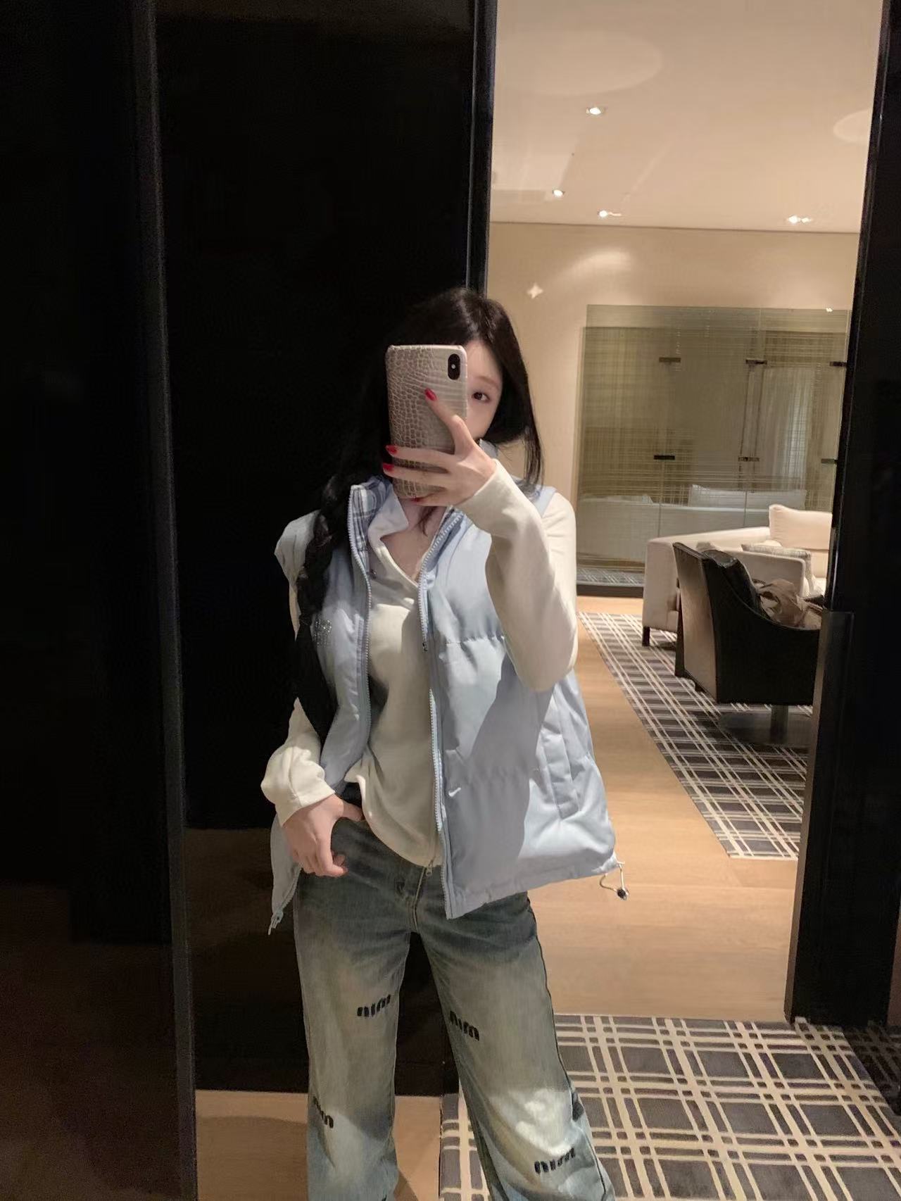 M1UM1U チェック柄 両面ベスト コットンジャケット【50％割引+送料無料】