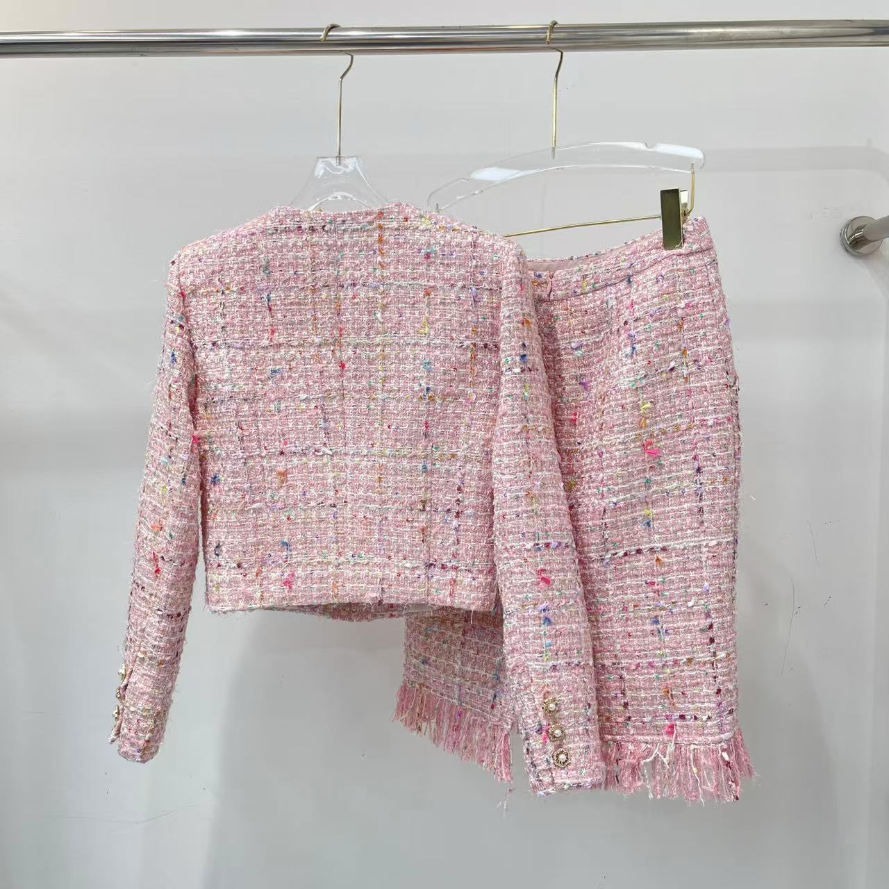 CHANE1 高品質ダブルCジャケット+スカート ツーピースセット【50％割引+送料無料】