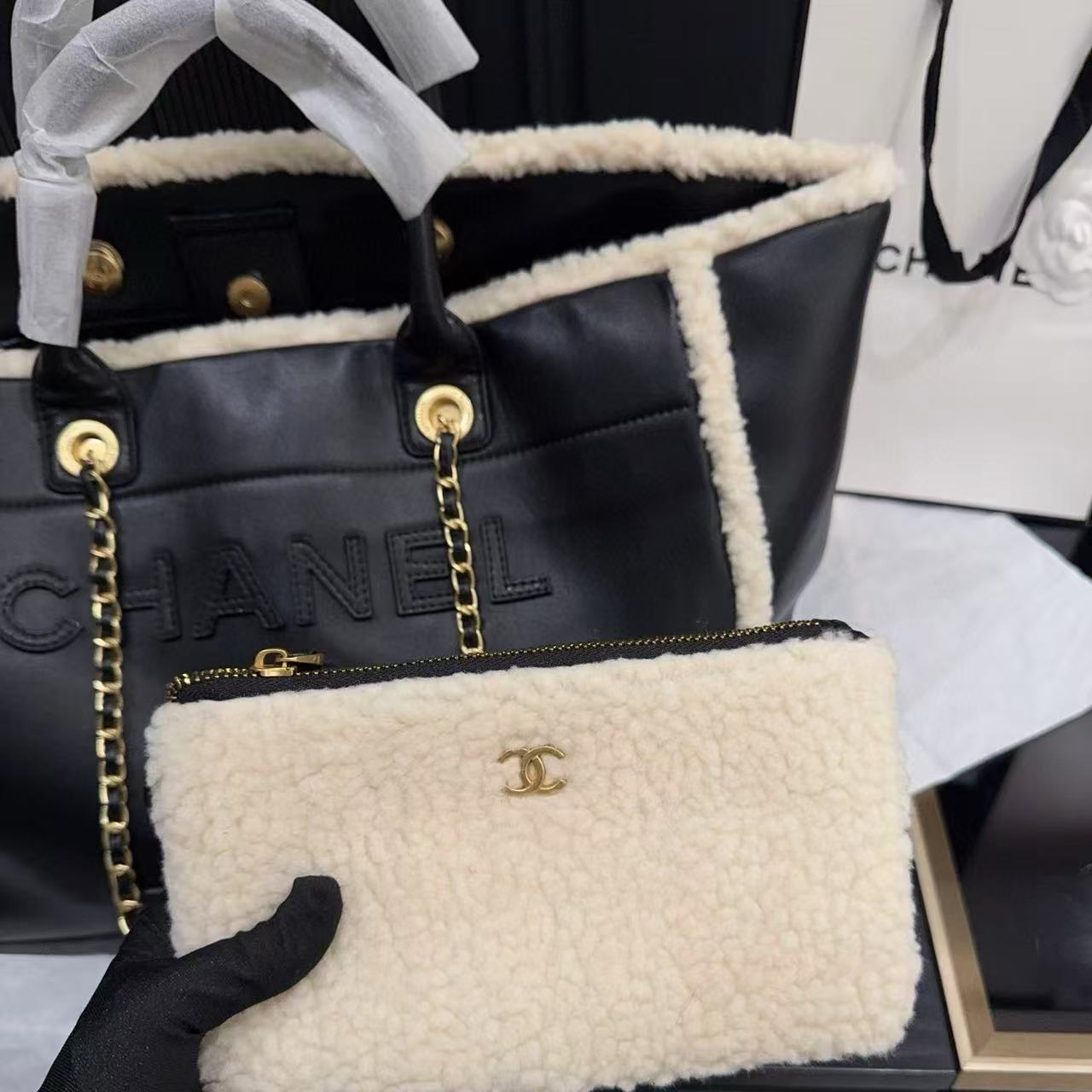 CHANE1 高品質ウールレザーショッピングバッグ【50％割引+送料無料】