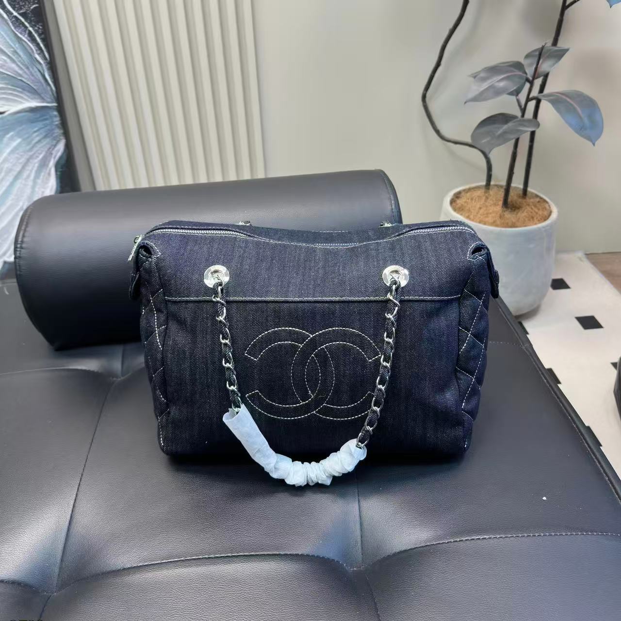 CHANE1 ダブルCチェーンデニムショッピングバッグ【50%割引+送料無料】