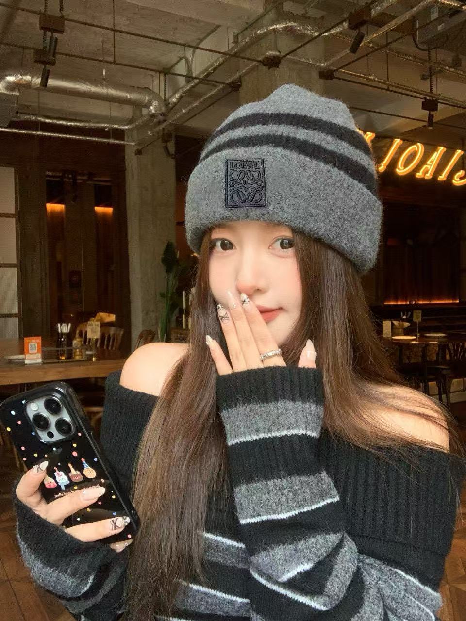 L0WEW カラーブロック ロゴ ウールハット【50％割引+送料無料】