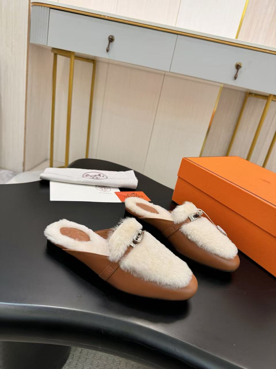 HERME5高品質kellyウールのスリッパ【50％割引+送料無料】