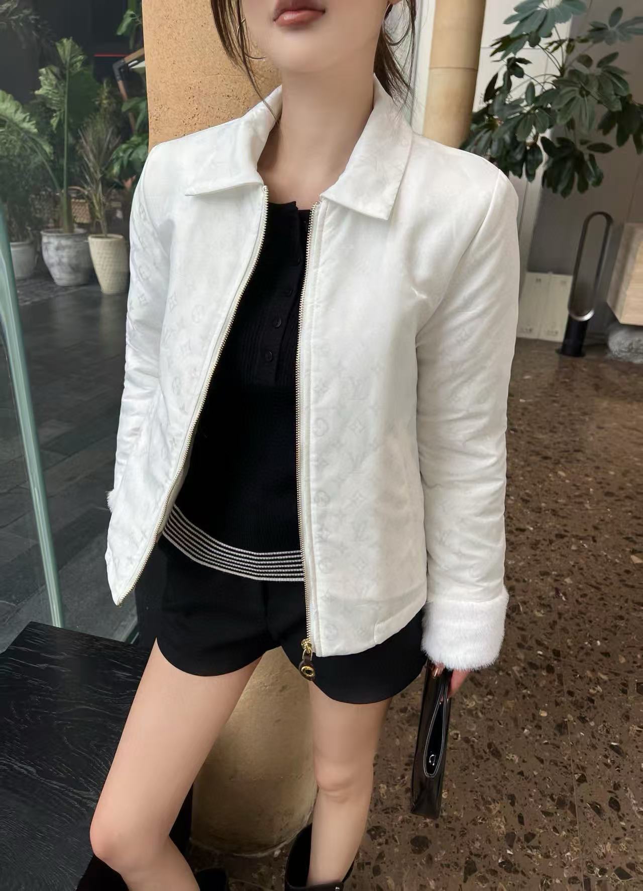 LVプリント ジッパー付きコットンジャケット【50%割引+送料無料】