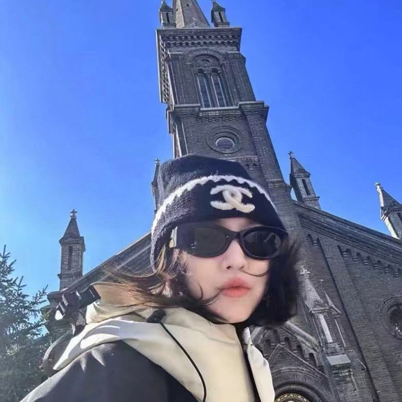 CHANE1 ダブルC カラーブロック ウールハット【50％割引+送料無料】