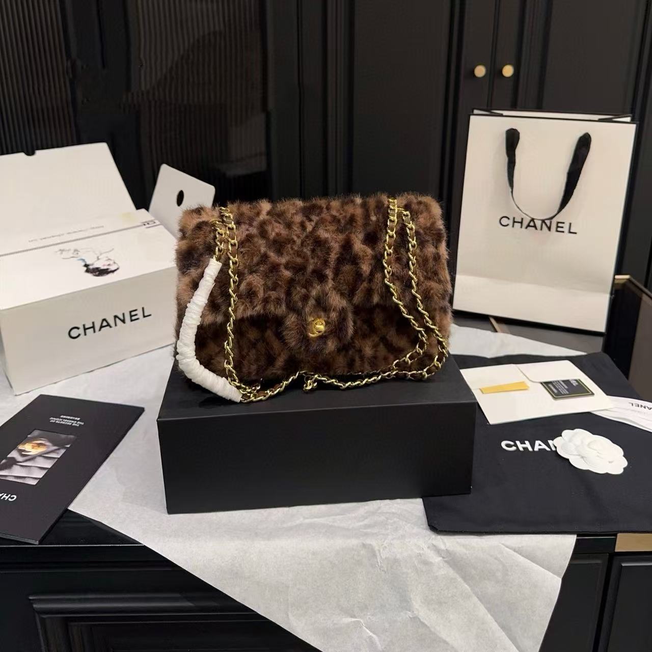 CHANE1 ミンクファーチェーンショルダー/クロスボディバッグ【50％割引+送料無料】