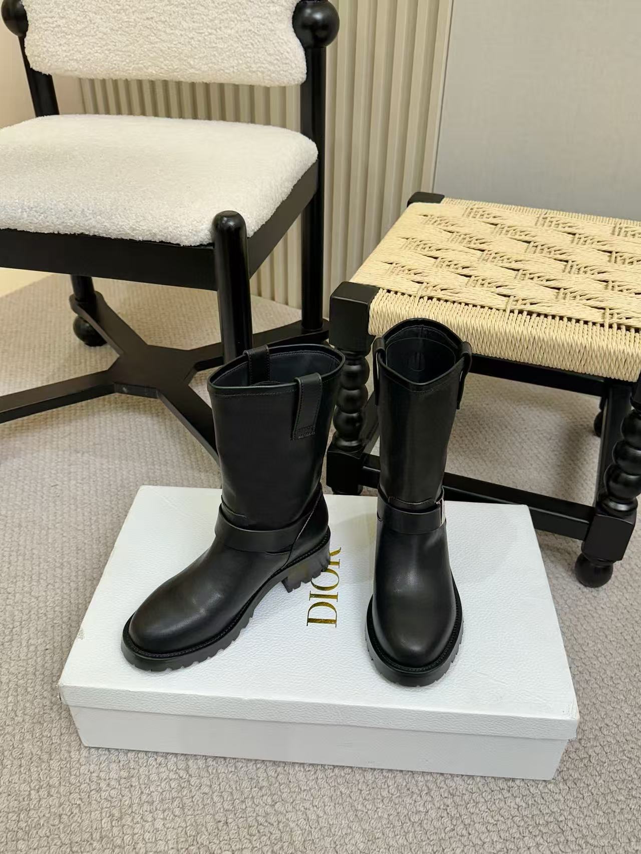 DIOR 高品質シンプル牛革アンクルブーツ【50％割引+送料無料】