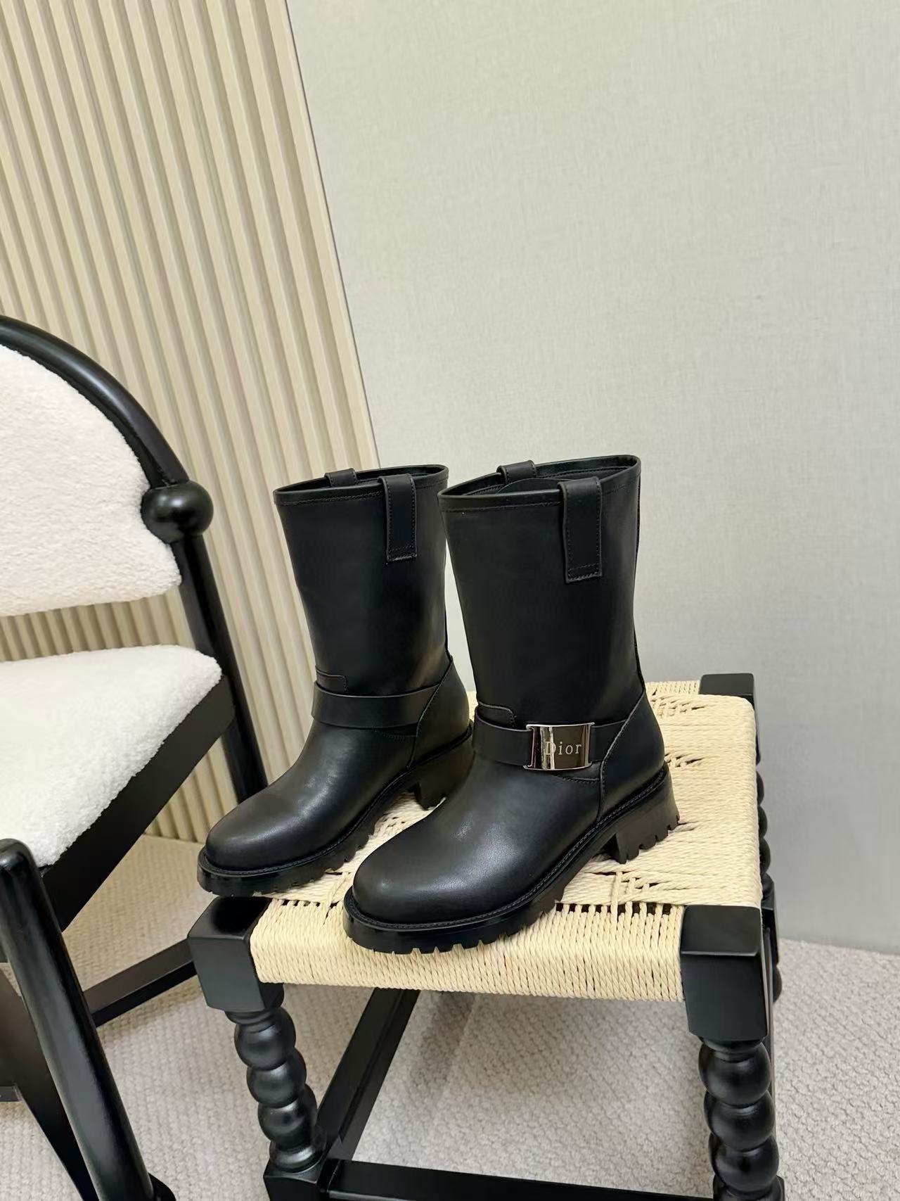DIOR 高品質シンプル牛革アンクルブーツ【50％割引+送料無料】