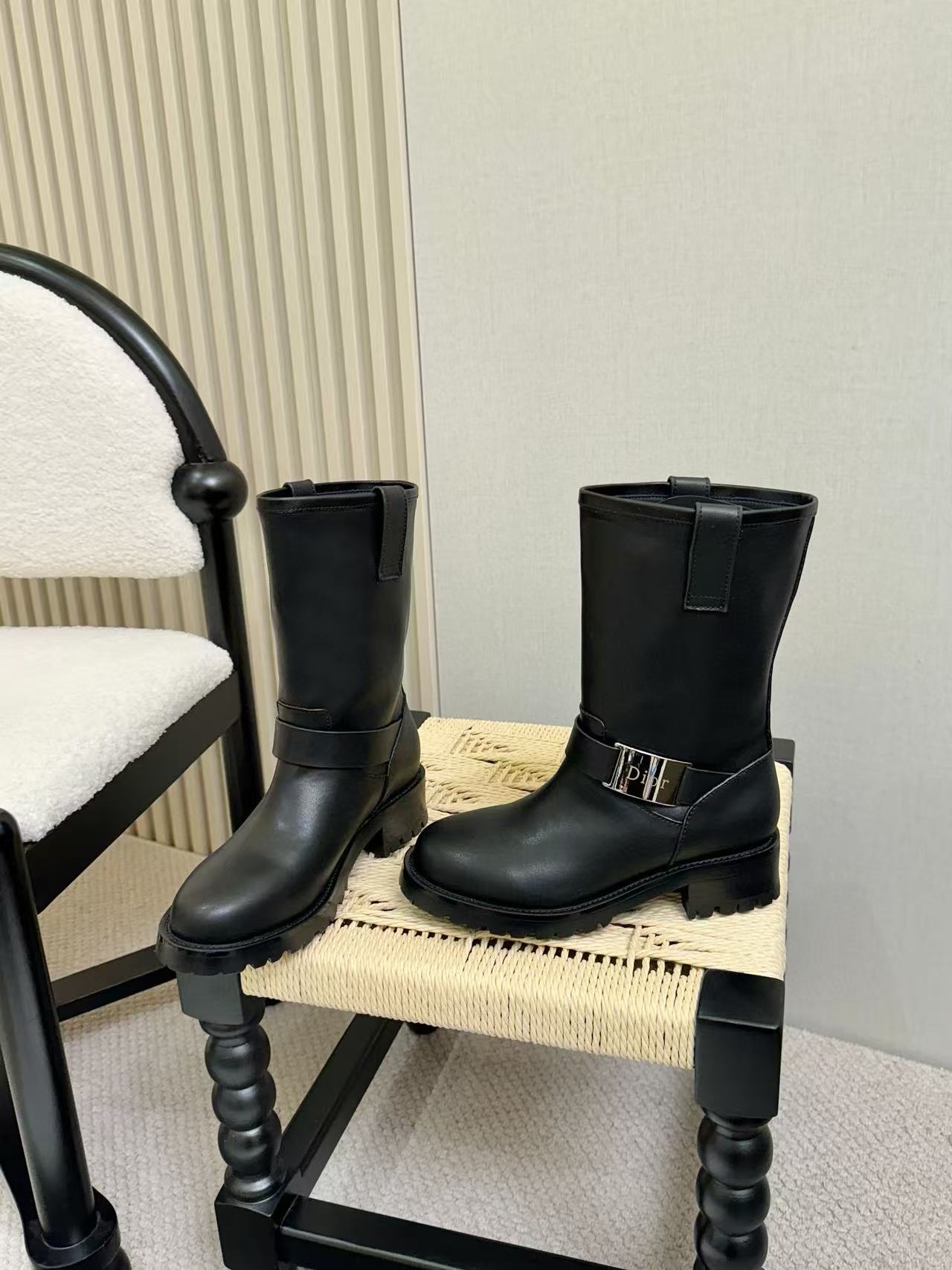 DIOR 高品質シンプル牛革アンクルブーツ【50％割引+送料無料】