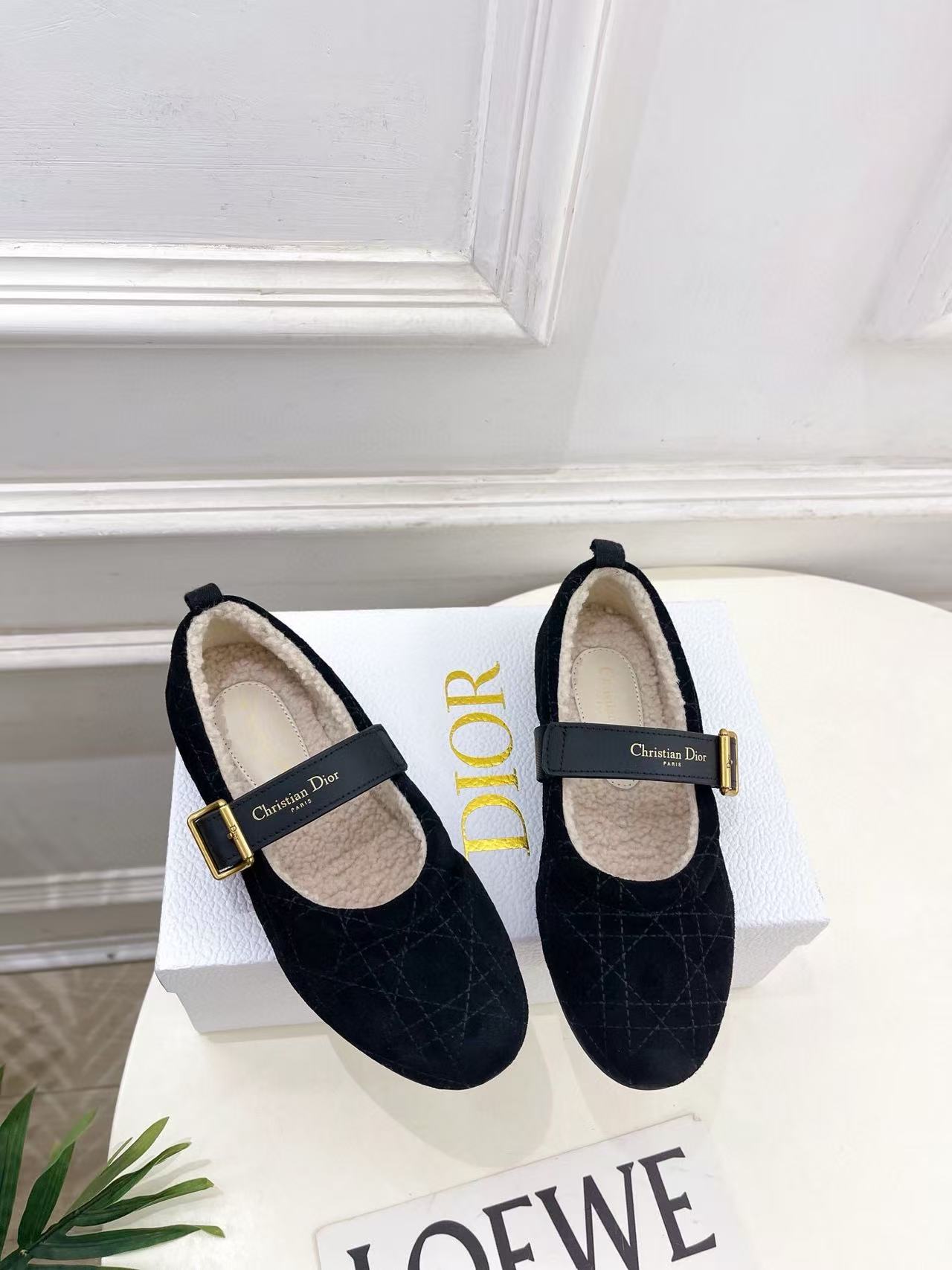 DIOR 高品質チェック柄ウールフラットシューズ【50%割引+送料無料】