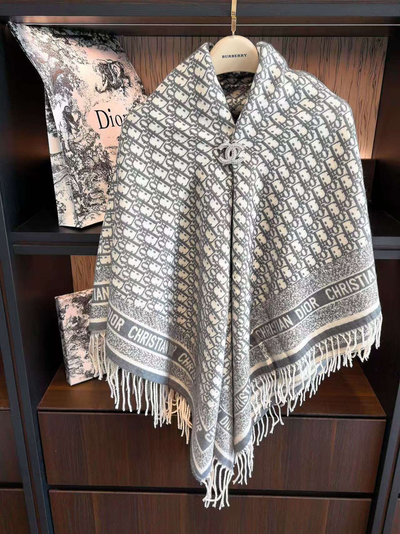 DIOR タッセルプリント カシミアブランケット【50％割引+送料無料】