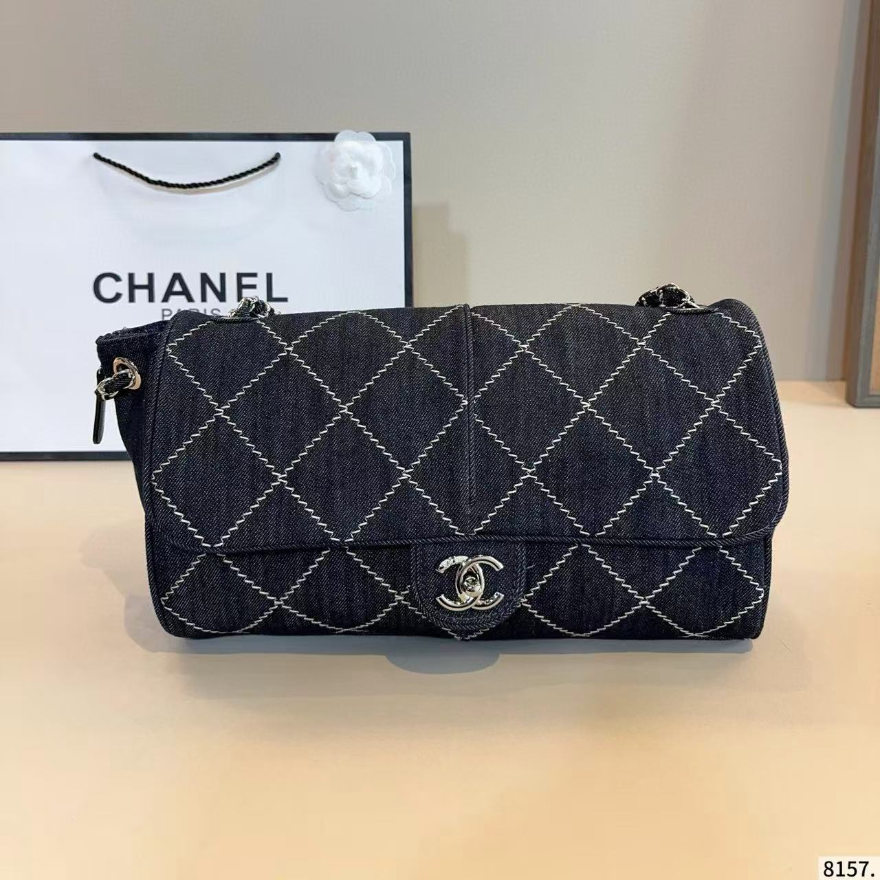 CHANE1 高品質チェック柄デニムチェーンショルダーバッグ【50%割引+送料無料】