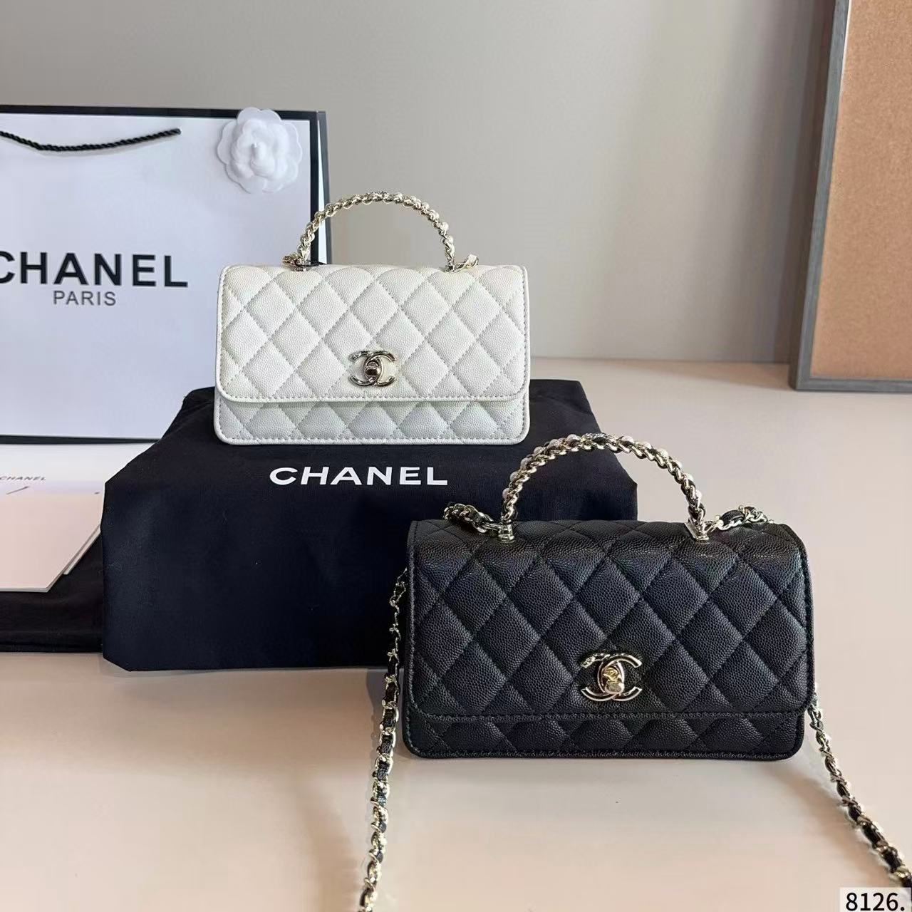 CHANE1 チェーン透かしハンドルショルダーバッグ【50％割引+送料無料】