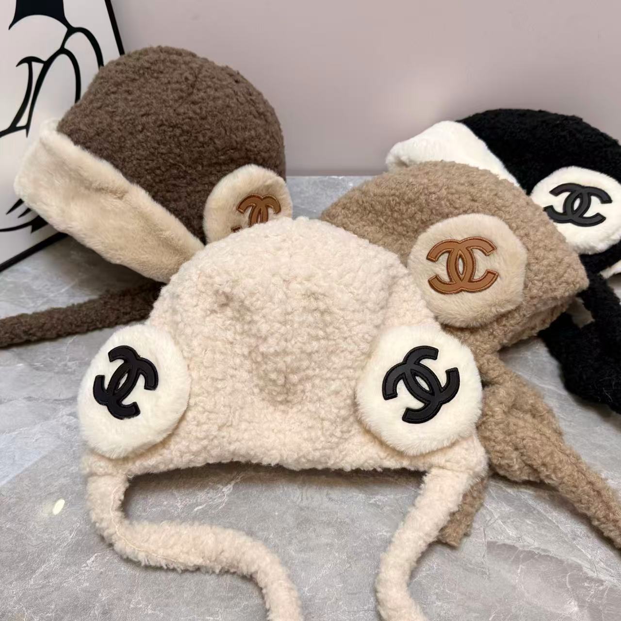 CHANE1 ダブルC ウール イヤーフラップキャップ【50％割引+送料無料】