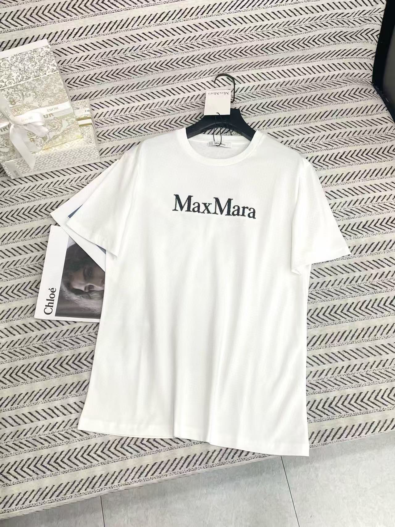 MaxMaraスパンコール刺繍レターTシャツ【50％割引+送料無料】