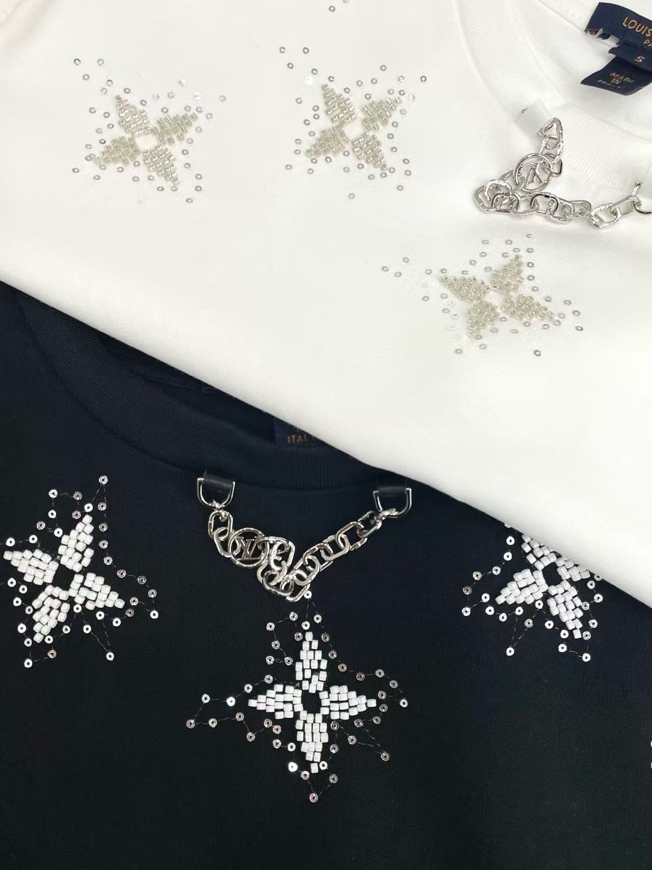 LV五芒星刺繍スパンコールTシャツ【50％割引+送料無料】