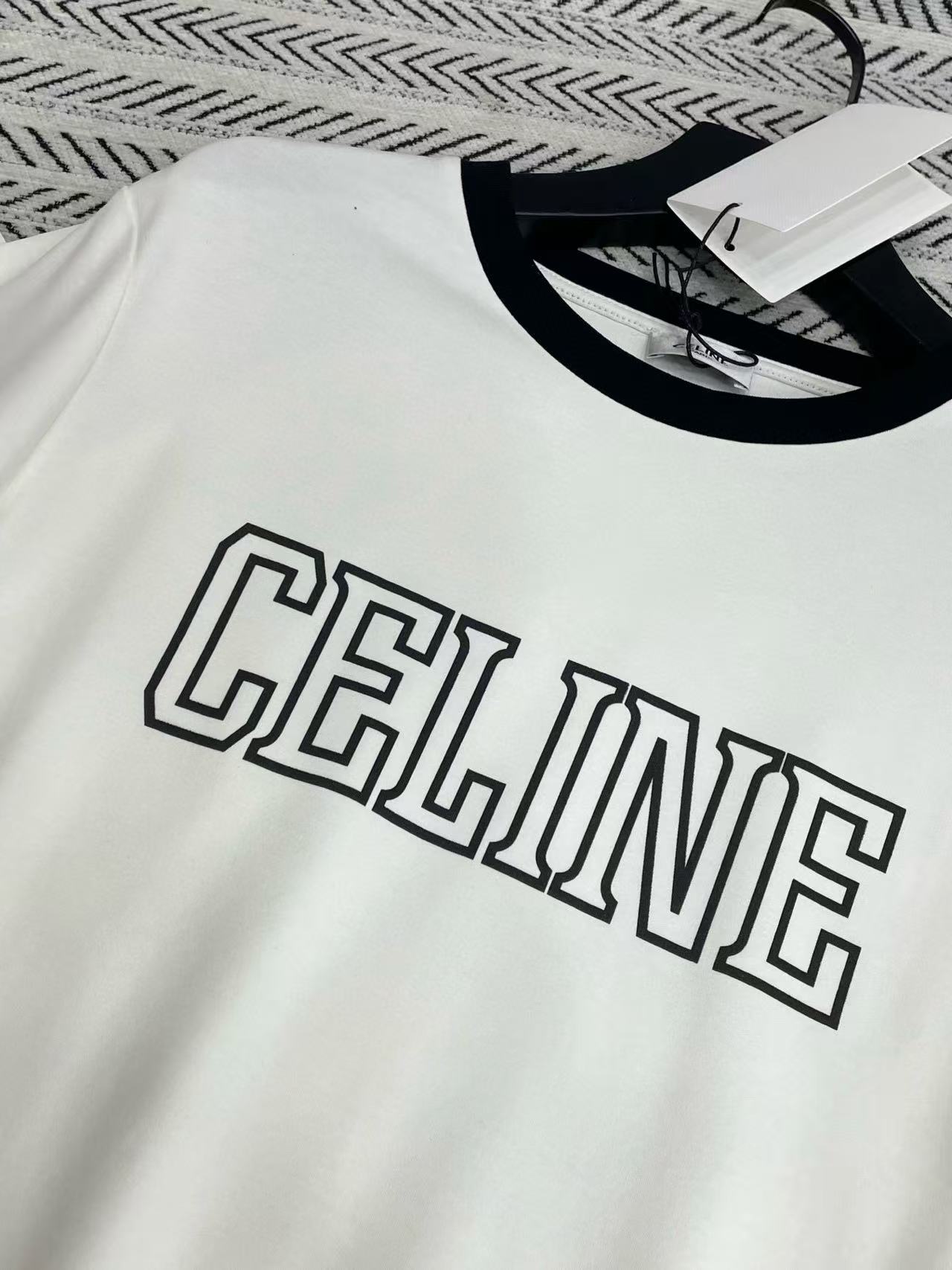 CEL1NE ブラック＆ホワイト カラーブロック レター Tシャツ【50％割引+送料無料】