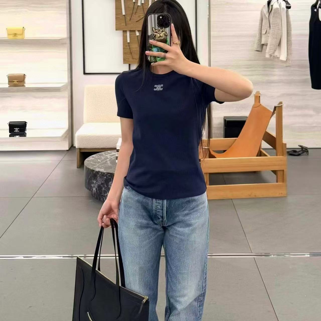 CEL1NE シンプル刺繍ロゴTシャツ【50％割引+送料無料】