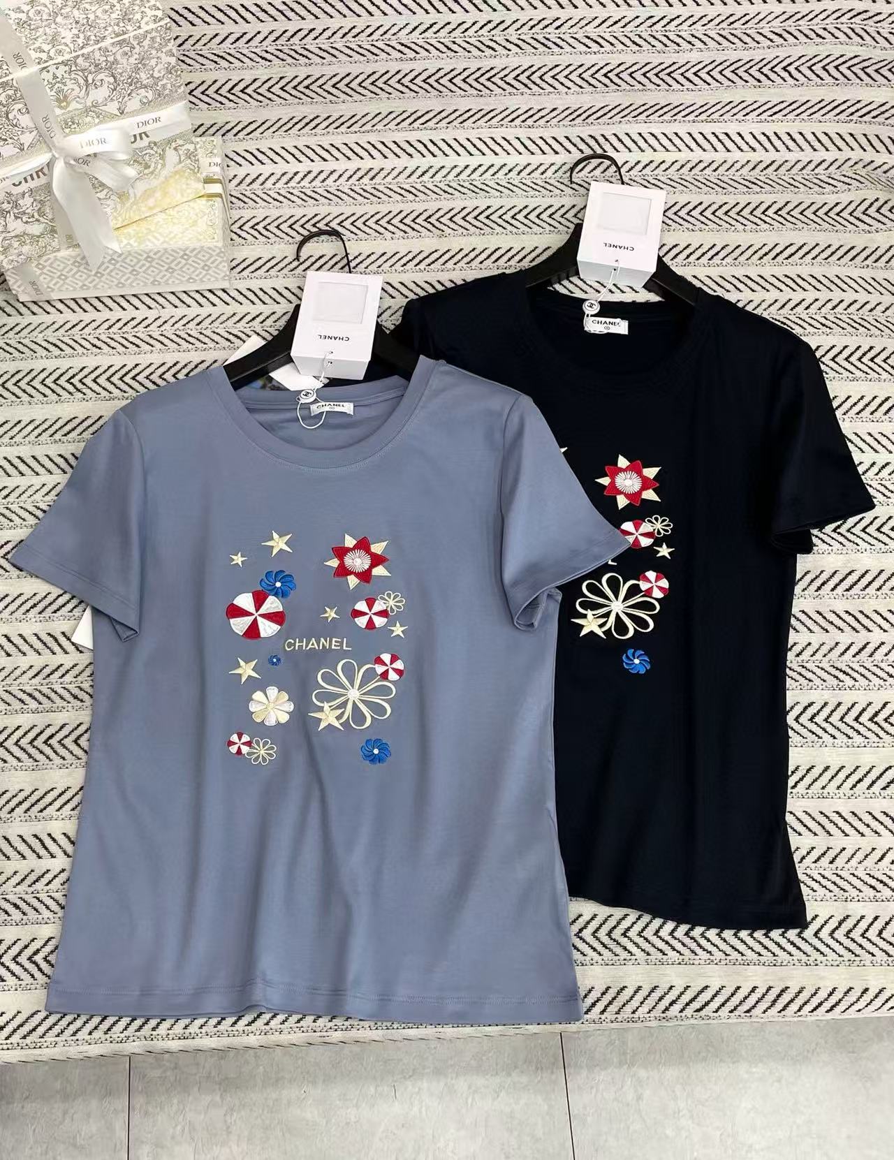 CHANE1 刺繍五芒星プリントTシャツ【50％割引+送料無料】