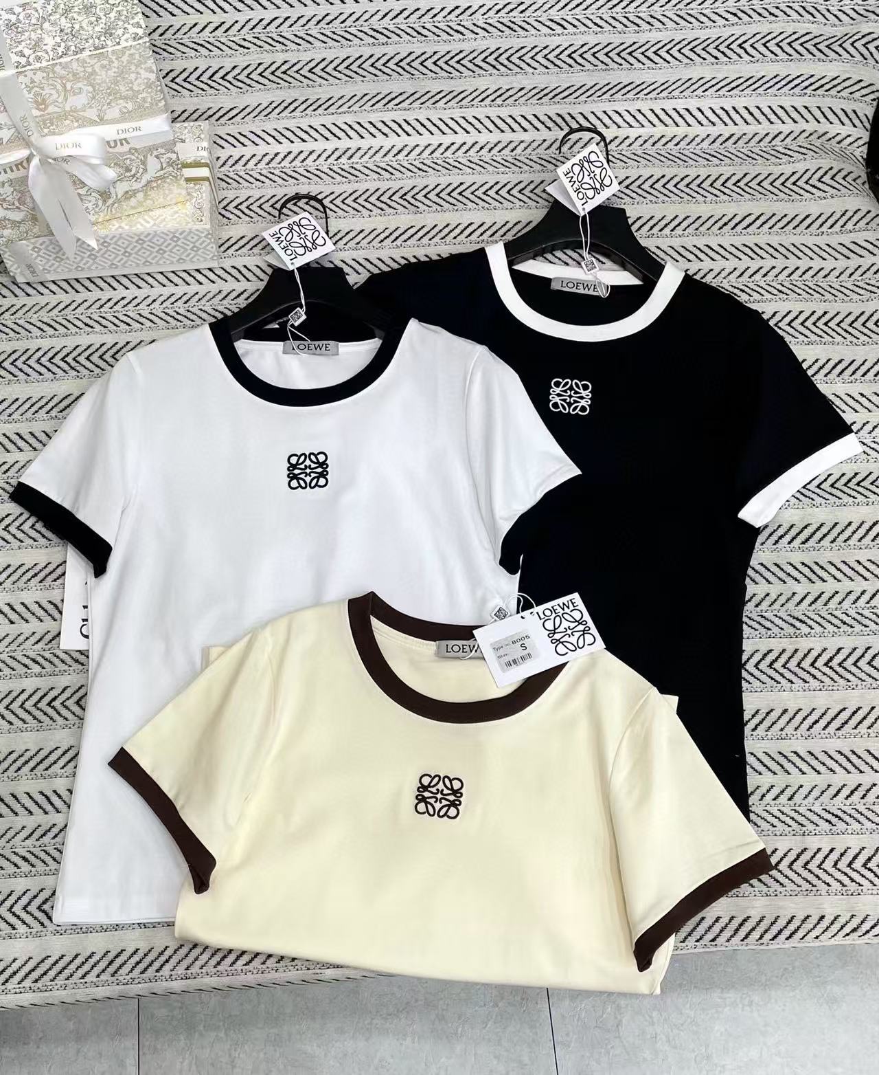 L0WEW 刺繍ロゴ カラーブロック Tシャツ【50％割引+送料無料】